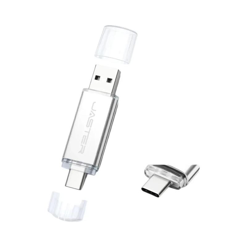 Флеш-накопитель JASTER 8 ГБ USB-A + USB Type-C Silver Флеш-накопитель JASTER 8 ГБ USB-A + USB Type-C Silver