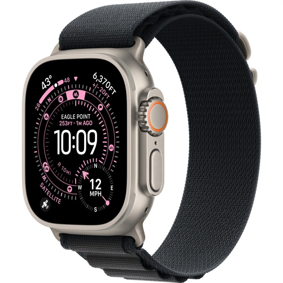 Apple Watch Ultra 3 (2025) 49mm Natural Titanium Case with Black Alpine Loop Large Apple Watch Ultra 3 (2025) 49mm Natural Titanium Case with Black Alpine Loop Large
