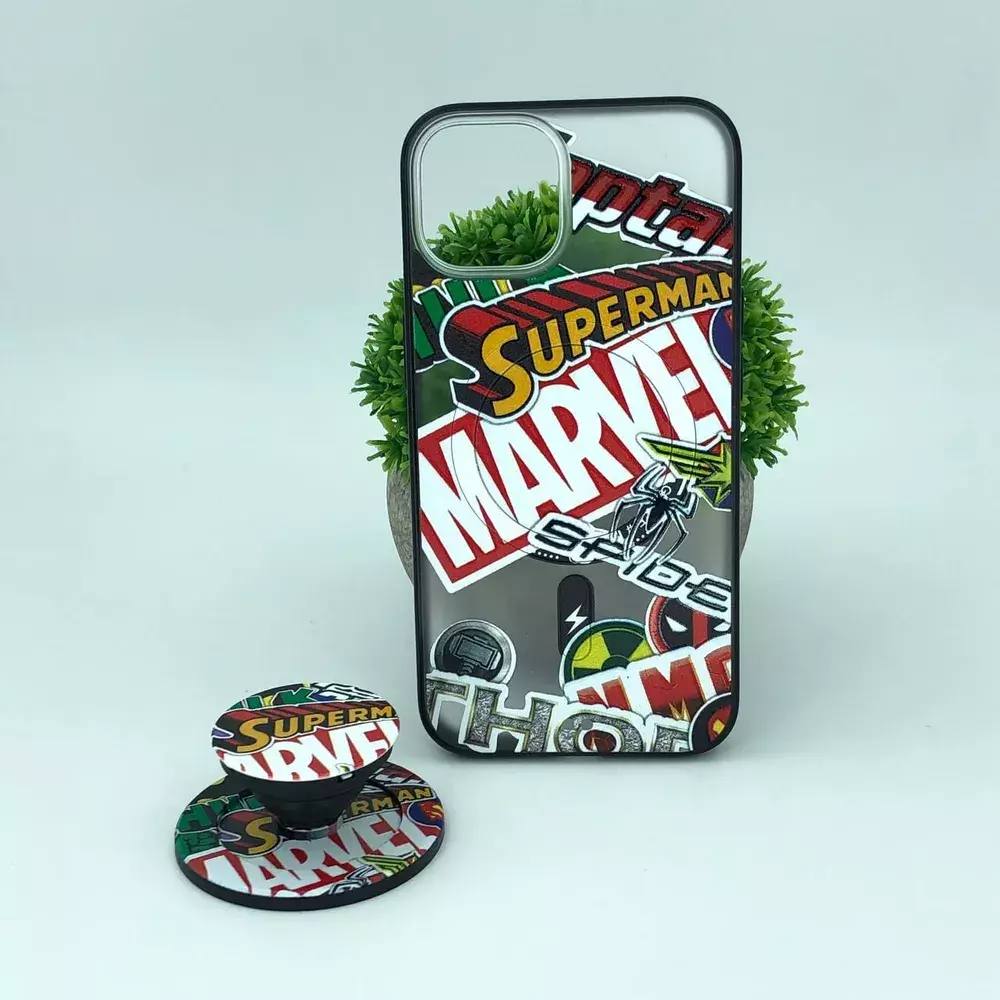 Чехол iPhone 14 MagSafe с попсокетом марвел Чехол iPhone 14 MagSafe с попсокетом марвел
