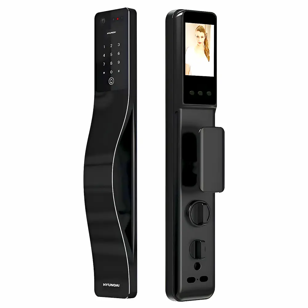 Умный замок Hyundai HY-SLA807F,черный [Видеоглазок, FaceID]