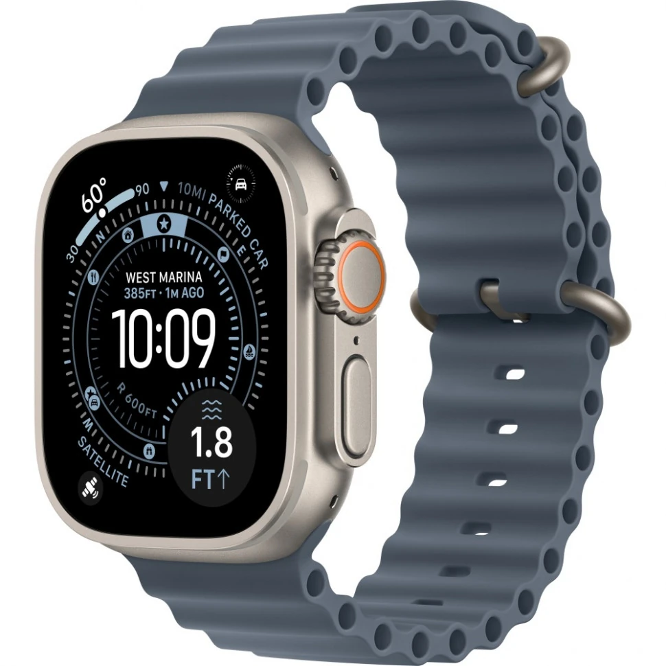 Apple Watch Ultra 3 (2025) 49mm Natural Titanium Case with Anchor Blue Ocean Band Apple Watch Ultra 3 (2025) 49mm Natural Titanium Case with Anchor Blue Ocean Band