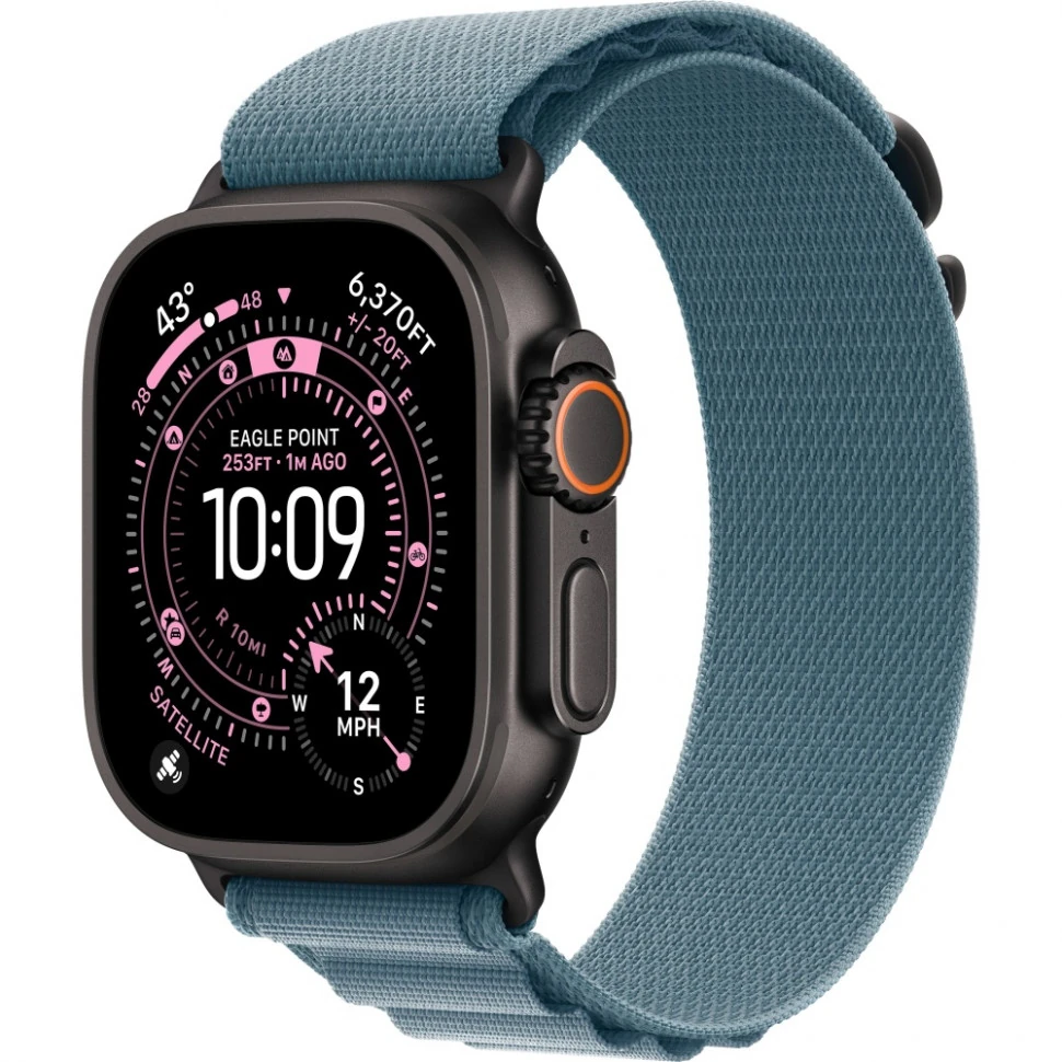 Apple Watch Ultra 3 (2025) 49mm Black Titanium Case with Light Blue Alpine Loop Medium Apple Watch Ultra 3 (2025) 49mm Black Titanium Case with Light Blue Alpine Loop Medium