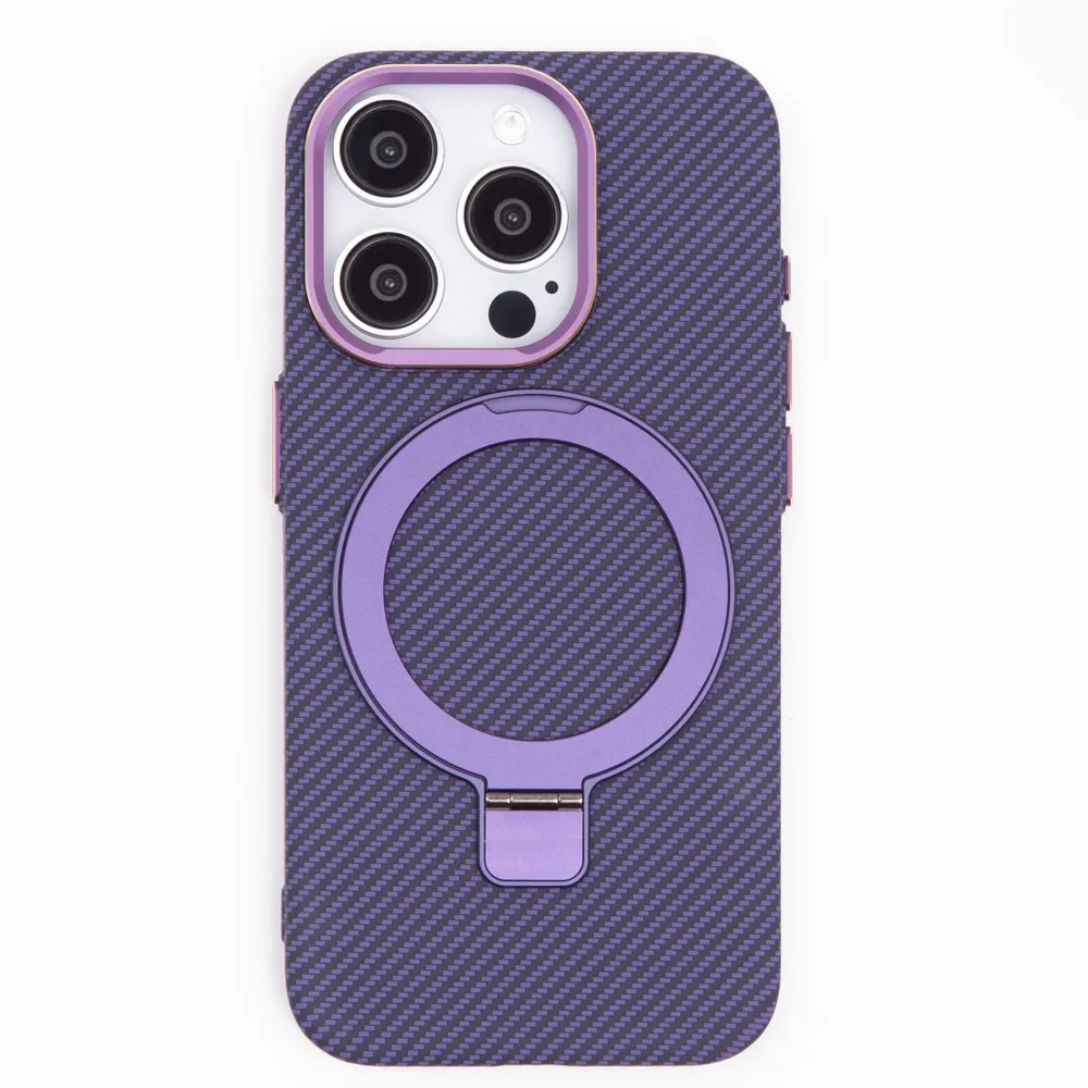 Чехол iphone 15 Pro Карбон с кольцом Фиолетовый Чехол iphone 15 Pro Карбон с кольцом Фиолетовый
