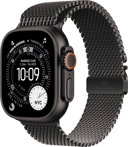 Apple Watch Ultra 3 (2025) 49mm Black Titanium Case with Black Titanium Milanese Loop Small